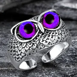 MEENAZ Men Silver-Plated Stainless Steel Owl Finger Ring-image-22