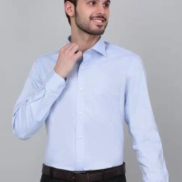 Cantabil Blue Cotton Regular Fit Self Formal Shirt-picture-17