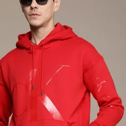 Calvin Klein Jeans Men Red Brand Logo Printed Hooded Sweatshirt-picture-35