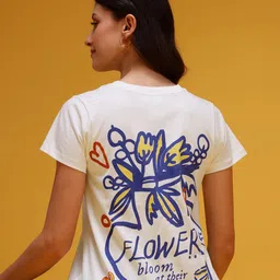 HERE&NOW Women Printed Pure Cotton T-shirt-picture-17