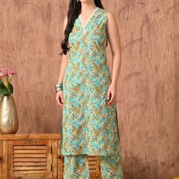 Anouk Rustic Women Floral Printed Regular Pure Cotton Kurta with Trousers-picture-42