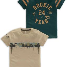 Codez Kids Beige & Green Printed T-Shirt (Pack Of 2)-picture-24