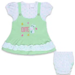 Wish Karo Kids Light Green Printed Frock & Briefs-image-24