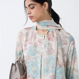 Zuba by Westside Off-White Floral Printed Dupatta-image-26
