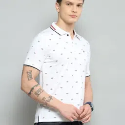 Cloak & Decker By Monte Carlo White Regular Fit Printed Polo T-Shirt image 4