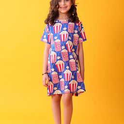 Anthrilo Girls Popcorn Printed Pure Cotton Nightdress-picture-30