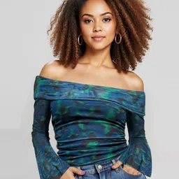 IZF Printed Off-Shoulder full sleeves top-image-7