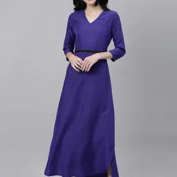 Shubhangini Fashion Women Blue Solid High-Low Maxi Dress-picture-44