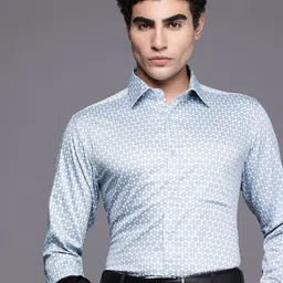 Raymond Pure Cotton Slim Fit Geometric Printed Formal Shirt-picture-34