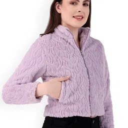 Brazo Self Design Lightweight Long Sleeves Crop Puffer Jacket image 2