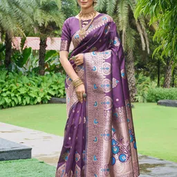 GARIYA Woven Design Zari Silk Blend Banarasi Saree-picture-35
