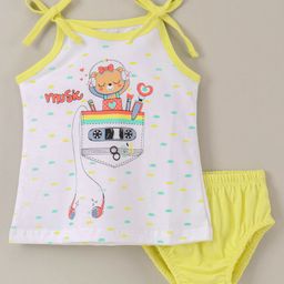 Cucumber Sinker Sleeveless Slip & Bloomer Set Teddy Print - Yellow-picture-35
