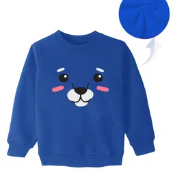 KAVEE Fleece Knit Full Sleeves Bear Face Printed Sweatshirt - Royal Blue-picture-19