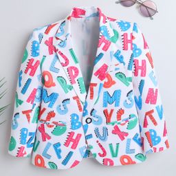 Ministitch Full Sleeves Alphabets Printed Blazer - Multi Colour-picture-23