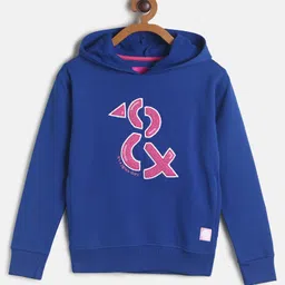 Tales & Stories Cotton Knit Full Sleeves Brand Logo Patch Detailed Hooded Light Winter Sweatshirt - Royal Blue-picture-15