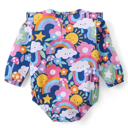 Babyhug 100% Cotton Knit Full Sleeves Onesie with Clouds & Sun Print - Multicolour image 2