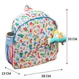 Rosada Cars Printed Backpack for Kids With Matching Keychain hanging, Waterproof Trendy and Spacious Kids Backpack, Stylish Bag for Kids - Medium(11 Inches) image 2