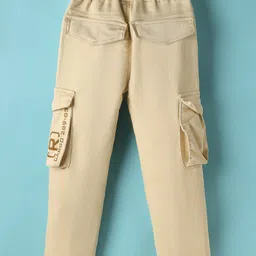 Olio Kids Cotton Woven Full Length Trouser With Cargo Pockets - Beige image 2