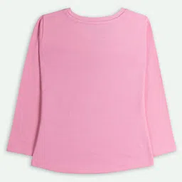 Ariel Cotton Knit Full Sleeves Forever Text Printed Sequins Embellished Tee - Pink image 3