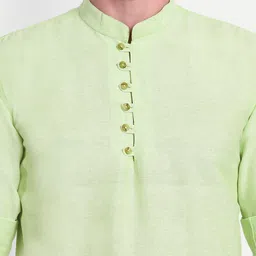 LIFE ROADS Mandarin Collar Roll-Up Sleeves Cotton Straight Short Kurta image 2