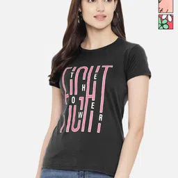 Dreambe Women Pack of 3 Typography Printed Round Neck Cotton T-shirts-picture-21