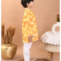 Superminis Rayon Full Sleeves Tie Dye Kurta & Pyjama Set - Orange image 4