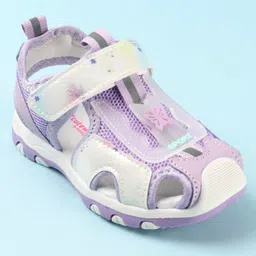Cute Walk by Babyhug Sandals Velcro Closure with Butterfly Applique - Purple image 3