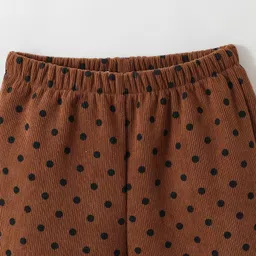 Kookie Kids Full Length Lounge Pants With Polka Dots Print - Brown image 3