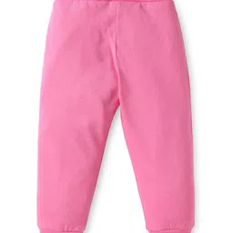 Babyhug Single Jersey Full Length Lounge Pants with Bow Applique Polka Dots & Floral Print Pack of 3 - Pink Blue & Orange image 3