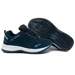 asian Colour Blocked Lace Up Running Shoes - Navy Blue image 4