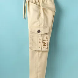 Olio Kids Cotton Woven Full Length Trouser With Cargo Pockets - Beige image 3
