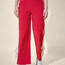 QIOA Women Relaxed Fit High-Rise Wrinkle Free Flat-Front Regular Trousers-picture-20