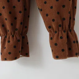 Kookie Kids Full Length Lounge Pants With Polka Dots Print - Brown image 4