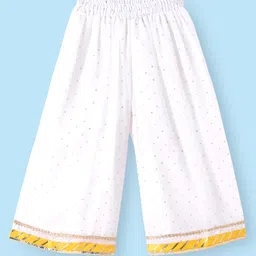 Babyhug Woven Three Fourth Sleeves Chanderi Embroidered Kurti Palazzo Set With Dupatta - Pink image 4