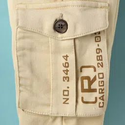 Olio Kids Cotton Woven Full Length Trouser With Cargo Pockets - Beige image 4