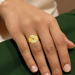 AccessHer Gold Plated American Diamond Studded Skin Friendly Floral Shape Finger Ring image 2