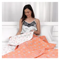Divine Casa 100% Cambric Cotton Single Bed All Season Reversible AC Dohar Ethnic Print - Peach Fuzz image 5
