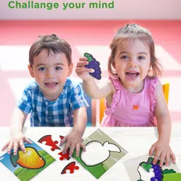 Play Nation 3 in 1 Fruits 12 pcs Colorful Jigsaw puzzle|  Montessori Educational Pre School Toy for Cognitive Development|BIS Certified| 12 months+ image 5