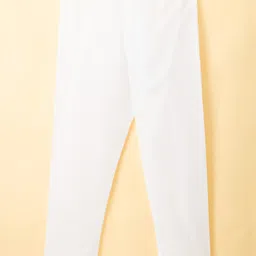 Exclusive from Jaipur Cotton Woven Full Sleeves Kurta Pajama Set With Floral Print - White & Firoji image 5