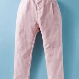 ToffyHouse Cotton Knit Full Sleeves Striped Party Shirt & Trouser Set - Light Red & White image 5