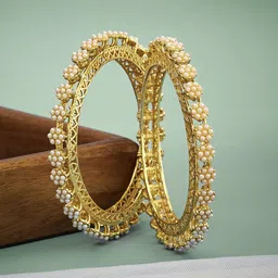 ATIBELLE Set Of 2 Gold-Plated Stone-Studded Bangles-picture-33