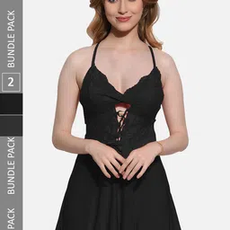 FIMS Pack Of 2 Self Design Shoulder Straps Net Baby Doll-picture-33