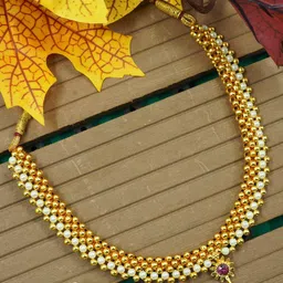 GRIIHAM Gold-Plated Beads-Studded Thusi Jewellery Set image 1