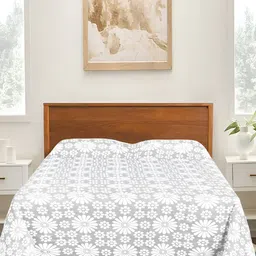 Saral Home Grey & White Floral Cotton 210 TC Queen Bedsheet with 2 Pillow Covers-picture-42