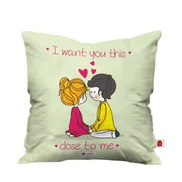 Indigifts Green & Pink Printed Square Shaped Pre-Filled Cushion image 4