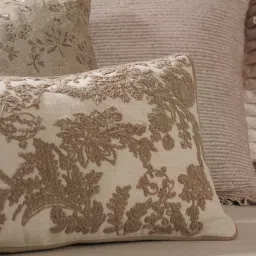 Pure Home + Living Cream Floral Embroidered Rectangle Cushion Cover (12X18 Inches) image 2