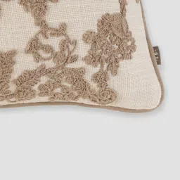 Pure Home + Living Cream Floral Embroidered Rectangle Cushion Cover (12X18 Inches) image 5
