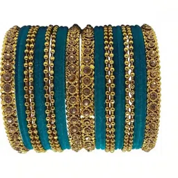 SAND Turquoise Blue Glass Artificial Stones & Beads Bangle-picture-24