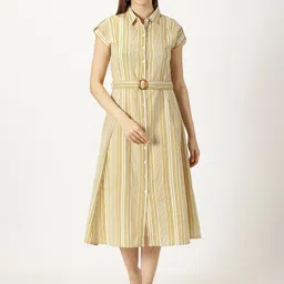 Saffron Threads Striped Shirt Midi Dress image 1