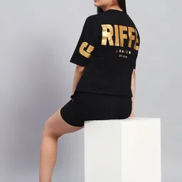 GRIFFEL Typography Printed Round Neck Short Sleeves Oversized Pure Cotton Casual T-shirt image 5